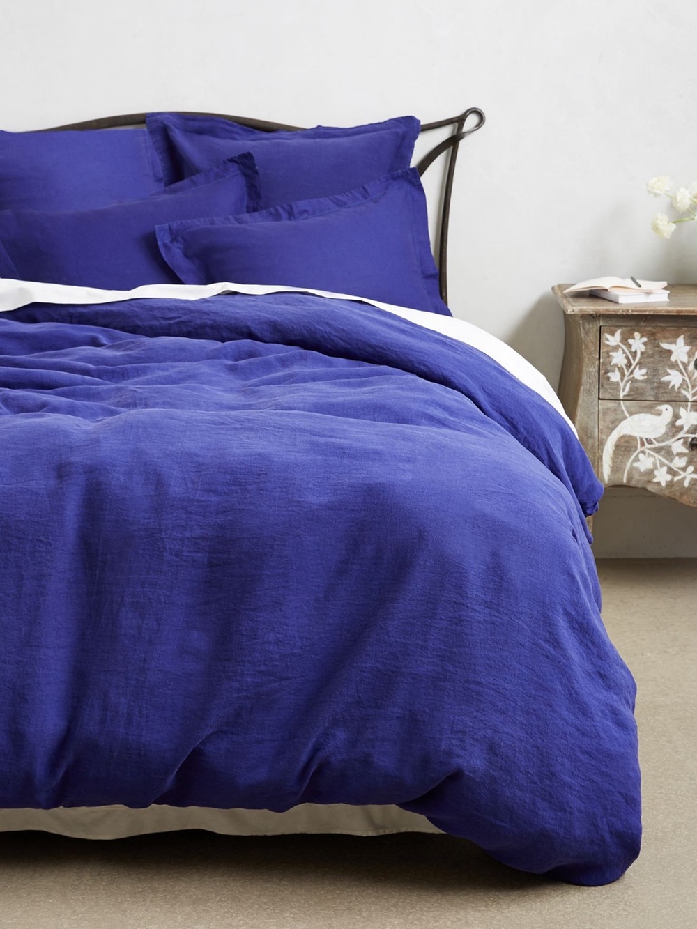 NEW Soft-Washed Linen King Duvet Cover Sapphire Blue